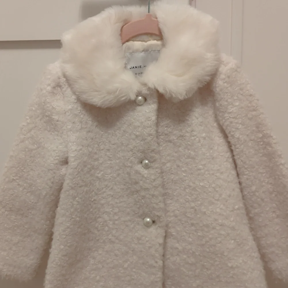 Janie and Jack Cream Pea Coat with Faux Fur Collar 3-4 t - Picture 2 of 4